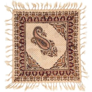 Perzisch Tafelkleed Kalamkari – Handgemaakte Blokdruk Isfahan – Paisley Crème