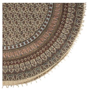 Perzisch Tafelkleed Kalamkari – Handgemaakte Blokdruk Isfahan – Darin Grijs