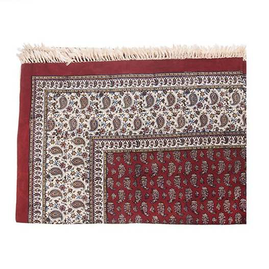 Perzisch Tafelkleed Kalamkari – Handgemaakte Blokdruk Isfahan – Diba Rood