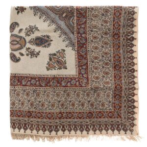 Perzisch Tafelkleed Kalamkari – Handgemaakte Blokdruk Isfahan – Farin Crème
