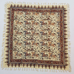 Perzisch Tafelkleed Kalamkari – Handgemaakte Blokdruk Isfahan – Paard Motief