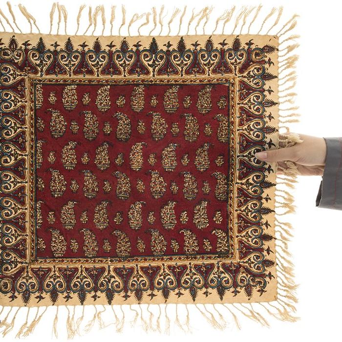 Perzisch Tafelkleed Kalamkari – Handgemaakte Blokdruk Isfahan – Paisley Rood II