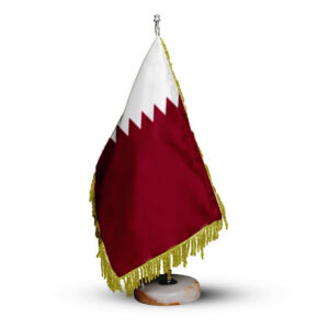 Qatar Tafelvlag – Met Luxe Stenen Voet