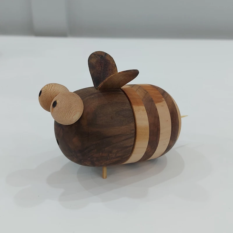 Houten Tandenstokerdispenser met Bij Ontwerp voor Tafelgebruik