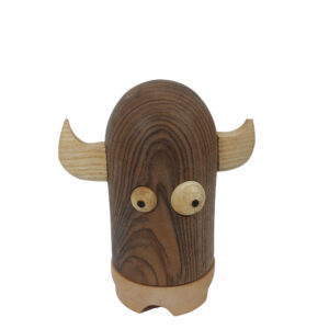 Houten Tandenstokerdispenser met Fantasie Viking Ontwerp in Bruin