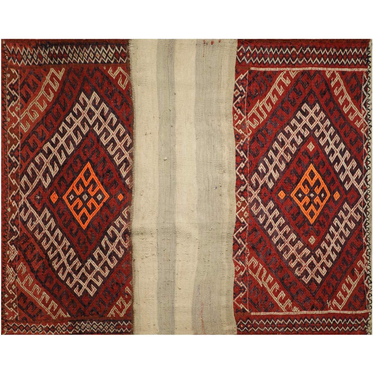 Perzisch Patchwork Kilim Tapijt Handgeweven Geometrisch Rood