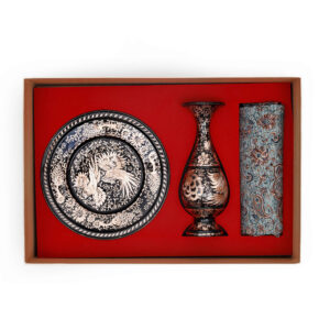Luxe Perzische Cadeauset – Gegraveerd Koperen Bord & Vaas