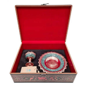 Luxe Perzische Cadeauset – Turkoois Bord & Notenkom