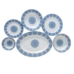 Witte Melamine Serviesset voor 6 Personen – Blauw Accent