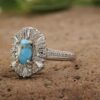 Handgemaakte Perzische Zilveren Ring voor Dames met Neyshabur Turkoois