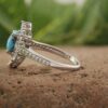 Handgemaakte Perzische Zilveren Ring voor Dames met Neyshabur Turkoois