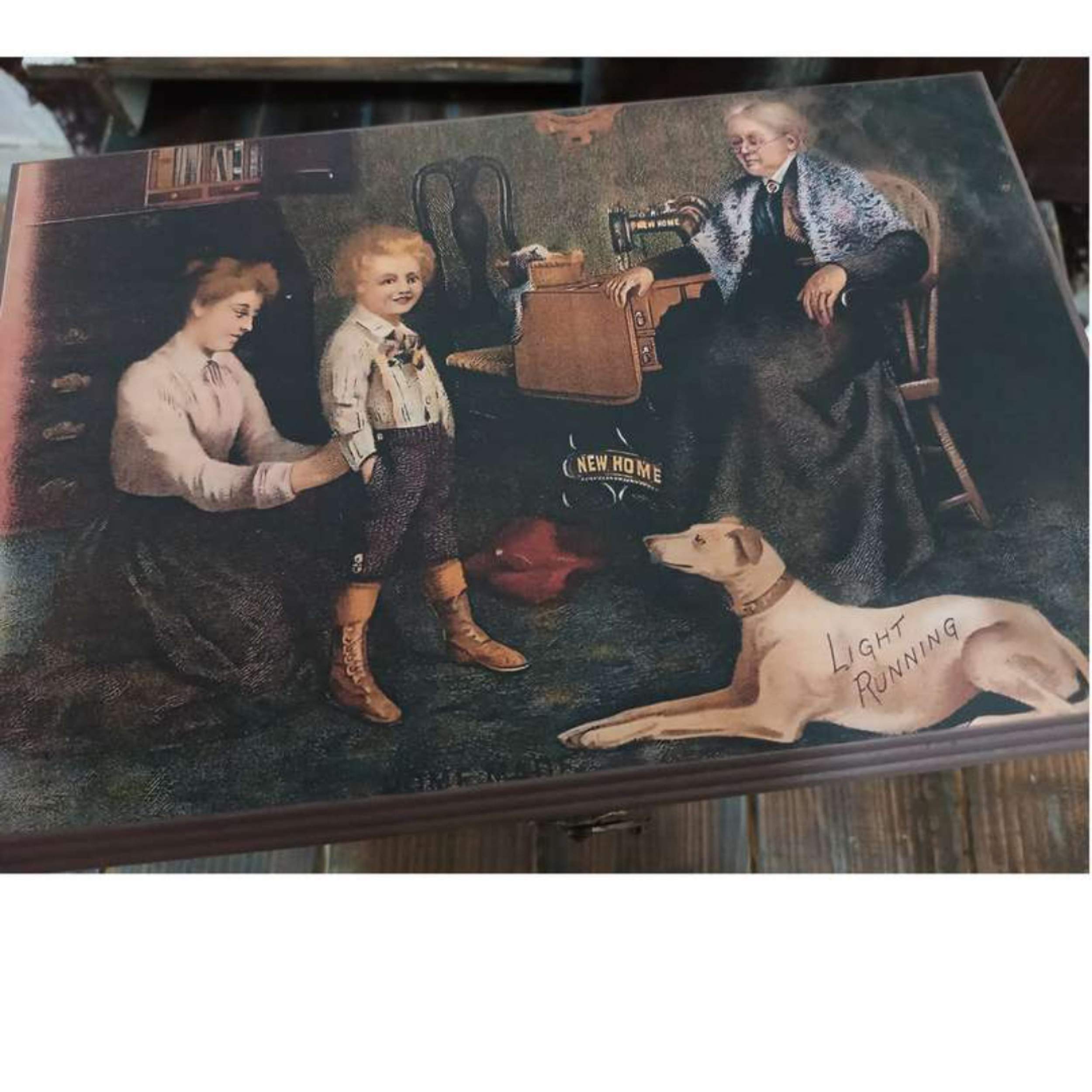Houten Naaidoos met Decoratieve Print