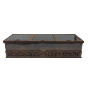 Compacte Thee-organizer met 3 Opbergsecties – Bruin