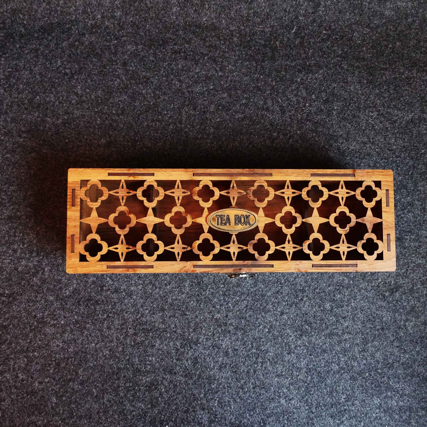 Klassieke Houten Theedoos – 4-Vaks opberg-organizer