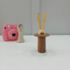 Houten Tandenstokerdispenser met Bruin Konijntje Ontwerp