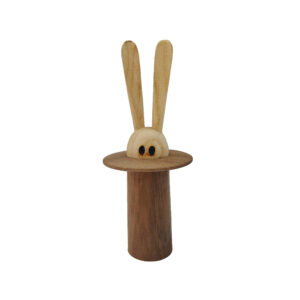 Houten Tandenstokerdispenser met Bruin Konijntje Ontwerp