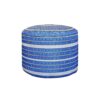 Ambachtelijke Ronde Poef met Wit & Blauw Stof