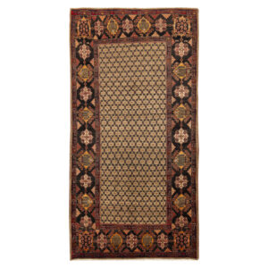 Handgeknoopt Perzisch Kermanshah Loper (Tribale Geometrische Ruit) – Bruine Wol