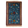 Handgeknoopt Perzisch Khorasan Tribaal Tapijt (Traditionele Dierenmotieven) - Blauwe Wol