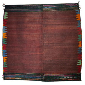 Echt Perzisch Katoenen Kilim Tapijt Handgeweven in Kerman Donkerrood