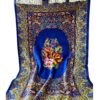 Handgeknoopt Perzisch Qom Zijden Tapijt (Bloemenmedaillon) - Blauw