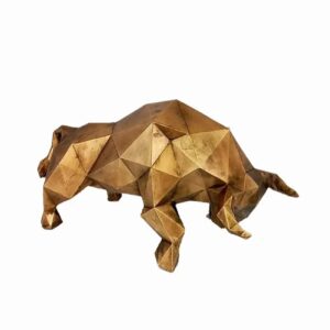 Geometrisch Gouden Buffel Kubisme Beeld