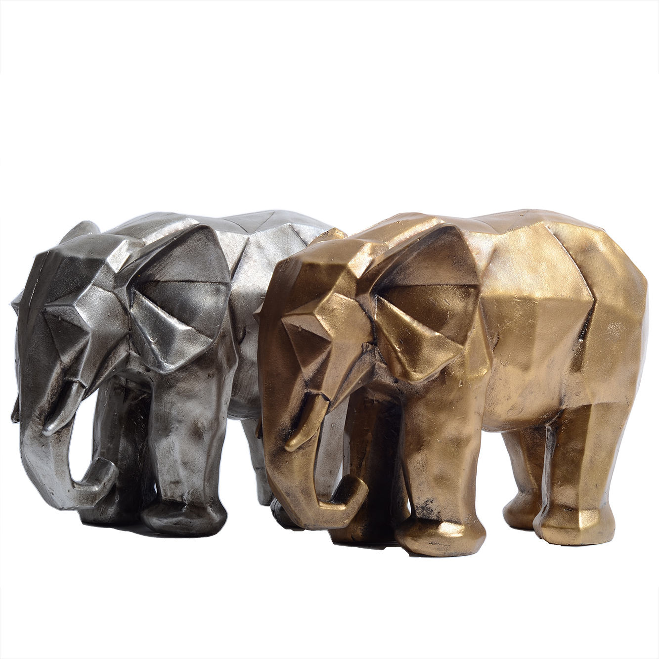 Geometrisch Gouden Olifant Artistieke Sculptuur