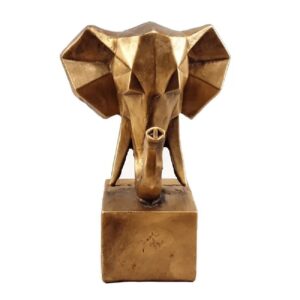 Geometrisch Gouden Neushoorn Kubisme Beeld