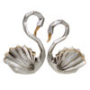 Geometrisch Zwaan Kubisme Beeld Zilver 2 Stuks – Elegante Dier Sculpturen