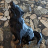Geometrisch Zwarte Wolf Kubisme Beeld – Artistieke Sculptuur