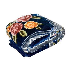 Golbaft Perzische Éénpersoons Deken met Bloemenpatroon Marineblauw