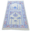 Islamitische Gebedsmat Gevoerd Fluwelen Sajadah Minaret Crème & Blauw