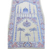 Islamitische Gebedsmat Gevoerd Fluwelen Sajadah Minaret Crème & Blauw