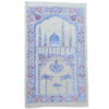 Islamitische Gebedsmat Gevoerd Fluwelen Sajadah Minaret Crème & Blauw
