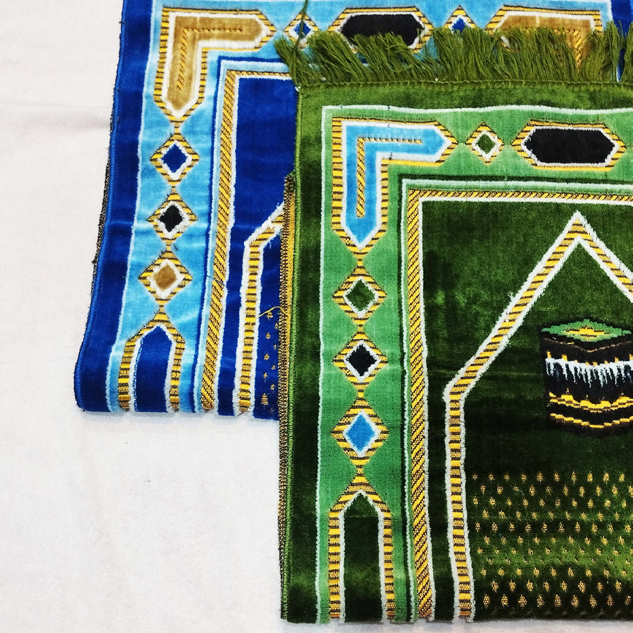 Islamitisch Gebedstapijt Gevoerd Fluweel Sajadah Kaaba Blauw