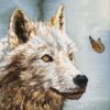Handgeknoopt Perzisch beeldtapijt uit Tabriz ‘Wolf & Vlinder’
