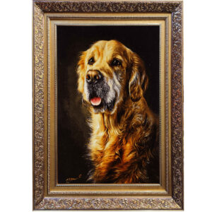 Handgeknoopt Perzisch beeldtapijt uit Tabriz ‘Golden Retriever’