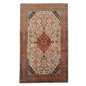 Handgeknoopt Perzisch Malayer Tribaal Tapijt (Rood Bloemenmedaillon) – Wol