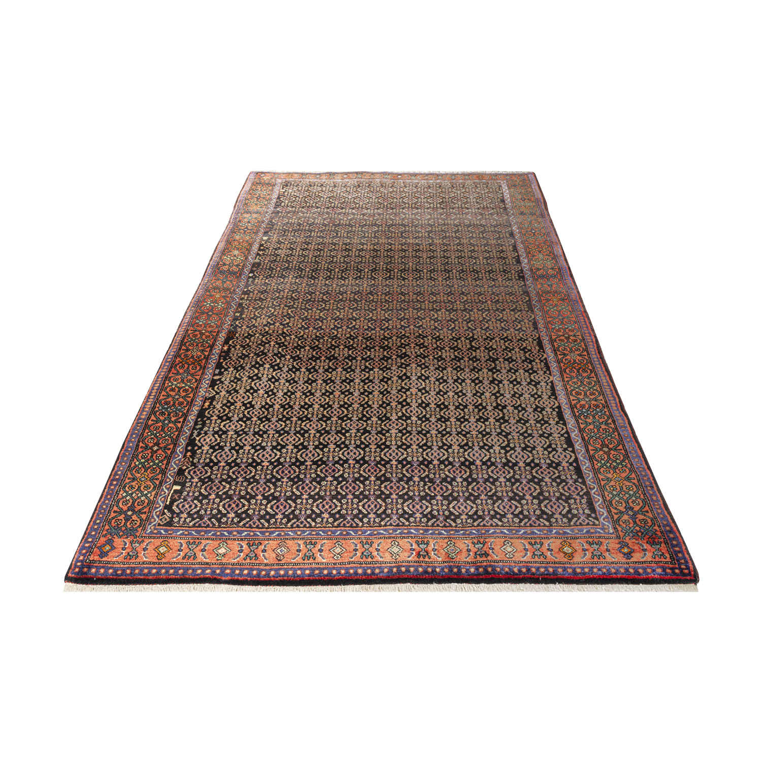 Handgeknoopt Perzisch Kurdistan Tapijt (Mahi / Herati Patroon) – Bruine Wol