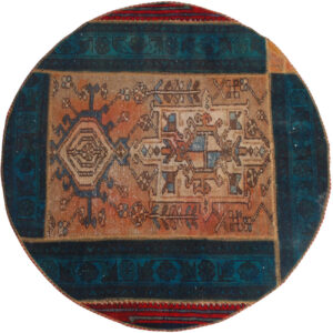 Vintage Patchwork Tapijt Lichtbruin – Rond Katoen