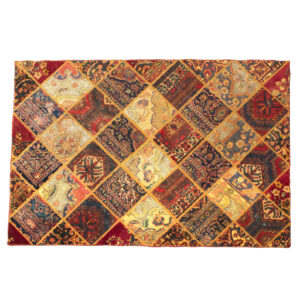 Vintage Patchwork Tapijt Oranje – Vierkant Katoen