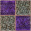 Vintage Perzisch Handgeknoopt Patchwork Tapijt Paisley Paars