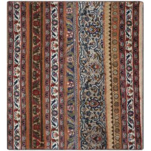 Vintage Patchwork Tapijt Gestreept Bruin – Vierkant Wol