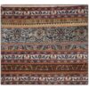 Vintage Patchwork Tapijt Gestreept Bruin – Vierkant Wol