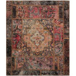 Vintage Perzisch Handgeknoopt Patchwork Tapijt Tabriz Oranje