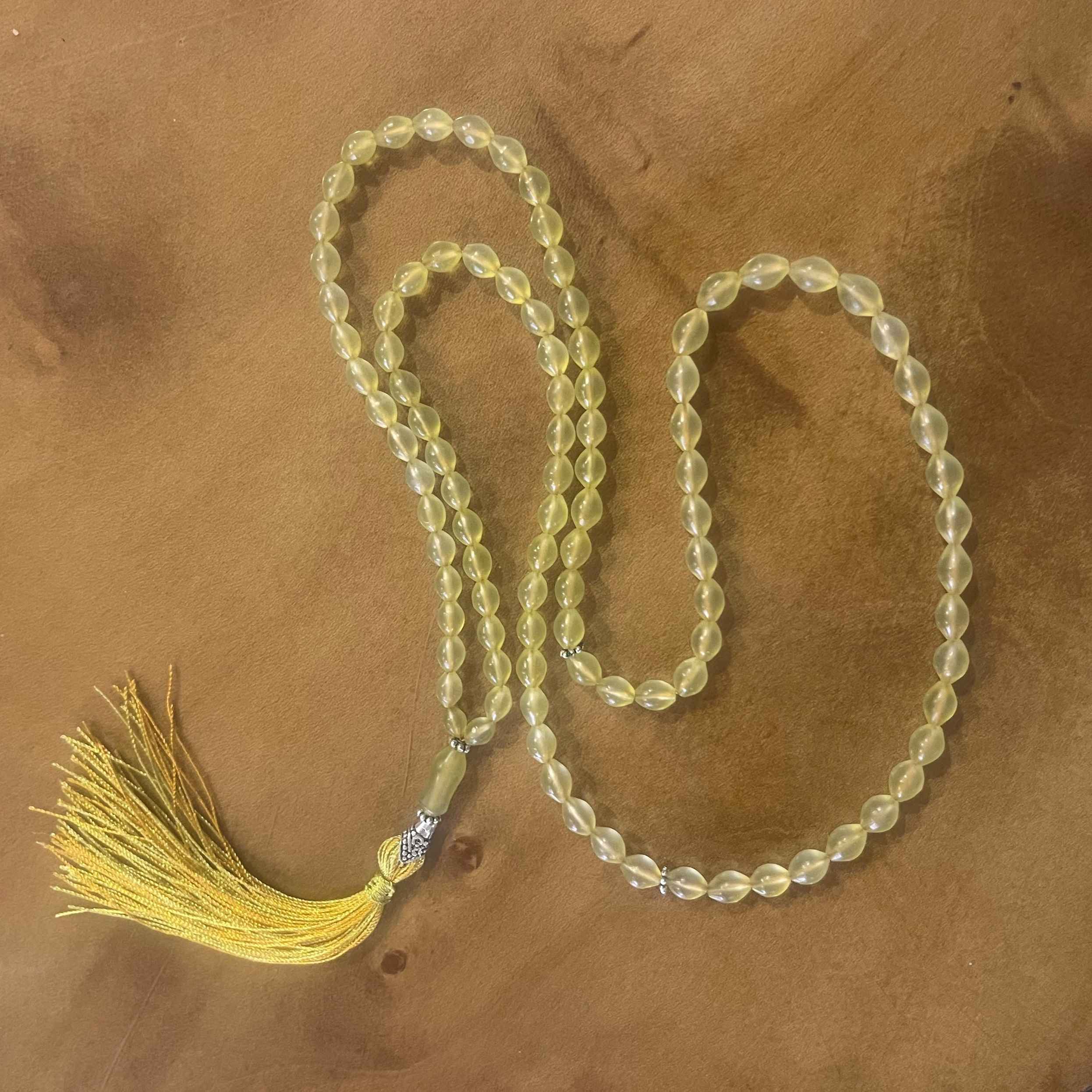 Islamitische Afghaanse Shah Maghsoud Rozenkrans met 101 Gebedskralen Tasbih Geel