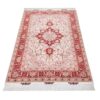 Handgeknoopt Perzisch Tabriz Tapijt (Lachak Toranj Bloemenmedaillon) - Rode Zijde & Wol