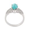 Perzische Zilveren Ring voor Vrouwen met Neyshabur Turkoois en Rhodium Coating