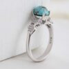 Perzische Zilveren Ring voor Vrouwen met Neyshabur Turkoois en Rhodium Coating