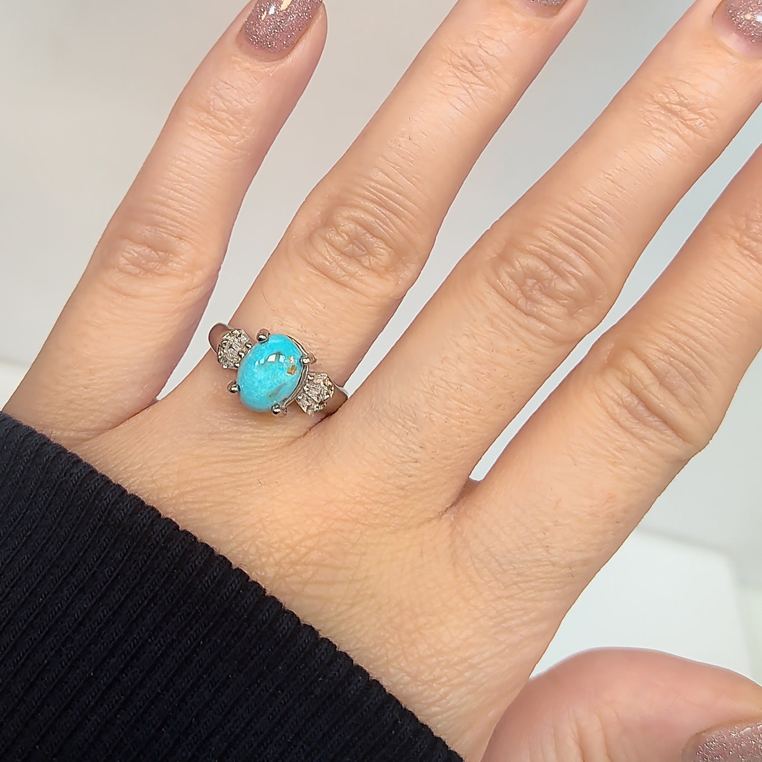 Perzische Zilveren Ring voor Vrouwen met Neyshabur Turkoois Tamana